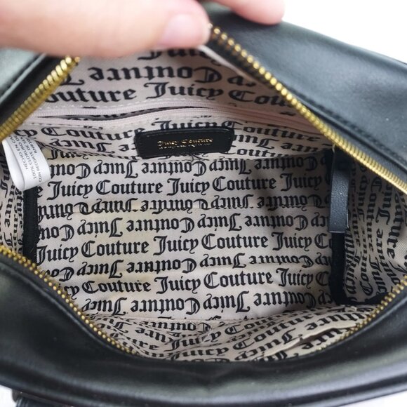 Juicy Couture Purse Black White Billboard Tote Pink Flower Satchel Bag Logo - Picture 11 of 16